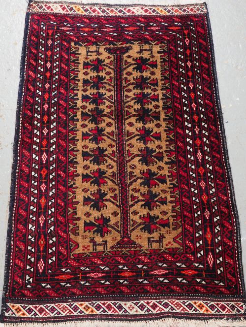 Old Baluch Balisht Face or Small Mat, Tree of Life, Circa 1920.