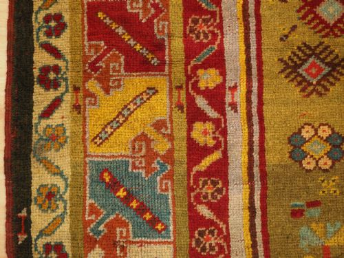 ANTIQUE TURKISH MILAS RUG WITH SCARCE GREEN GROUND CIRCA 1875 - ADDITIONAL PHOTO 6