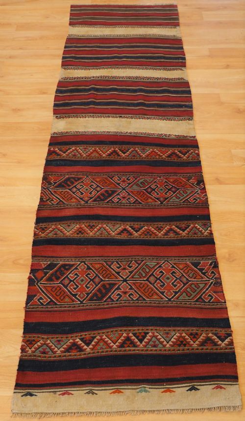Antique Turkish Marash Region Grain Bag Kilim Runner, Circa 1900/20.