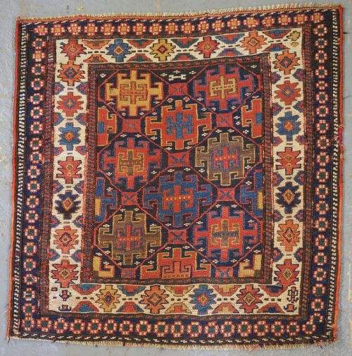 Antique Shahsavan Bag Face in Soumak Technique, Circa 1880.