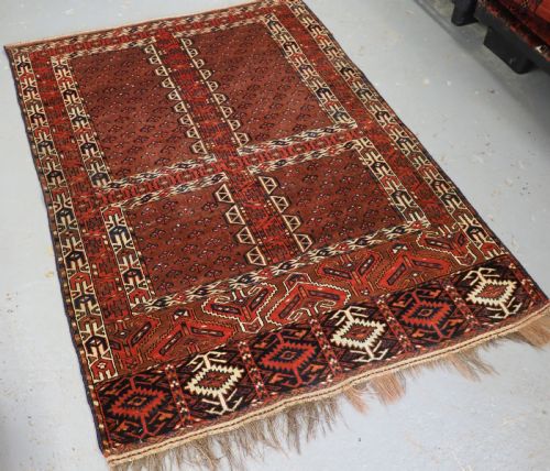 ANTIQUE YOMUT TURKMEN ENSI WITH WELL DRAWN ELEM PANELS CIRCA 1880 - ADDITIONAL PHOTO 1