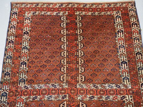ANTIQUE YOMUT TURKMEN ENSI WITH WELL DRAWN ELEM PANELS CIRCA 1880 - ADDITIONAL PHOTO 2