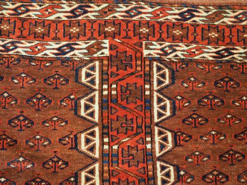 ANTIQUE YOMUT TURKMEN ENSI WITH WELL DRAWN ELEM PANELS CIRCA 1880 - ADDITIONAL PHOTO 6