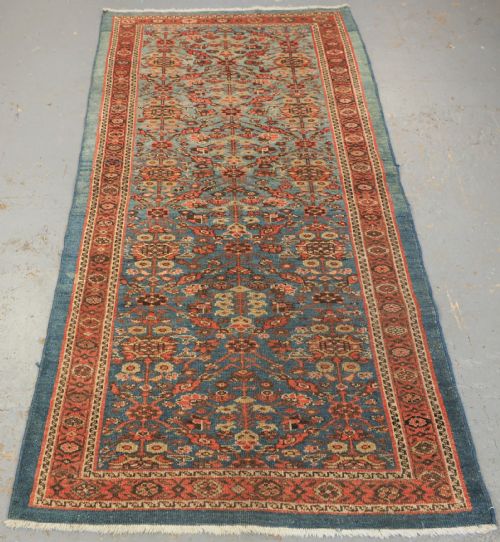 Antique Ziegler Rug with Shrub Design, Powder Blue Ground, Circa 1890.