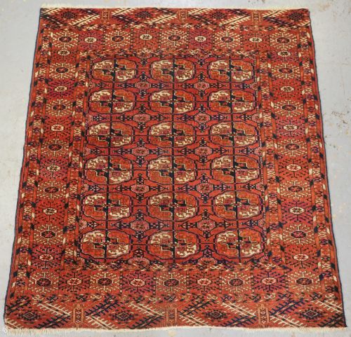 Antique Tekke Turkmen 'Wedding' Dowry Rug, Small Square Size, Circa 1900.