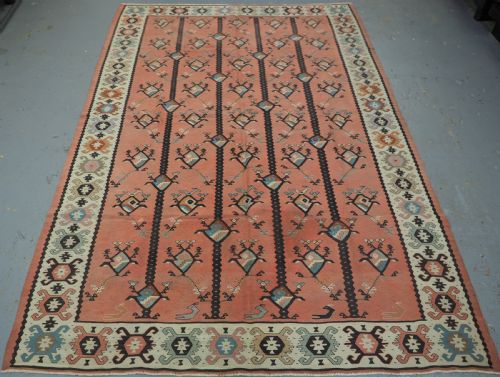 Antique Sarkoy or Pirot Kilim of Scarce Design, Soft Colours, Circa 1920.
