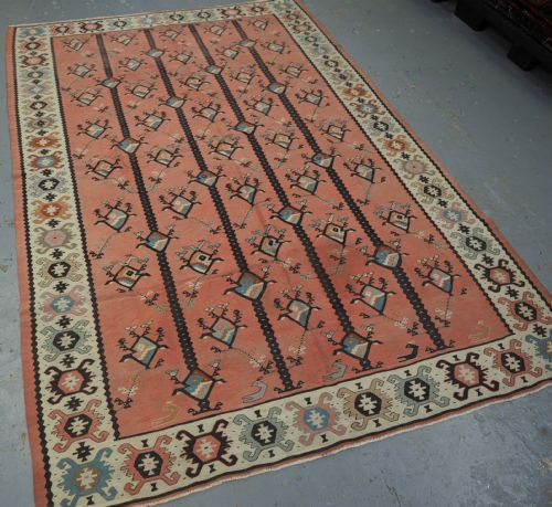 fig 1. ANTIQUE SARKOY OR PIROT KILIM OF SCARCE DESIGN, SOFT COLOURS, CIRCA 1920.