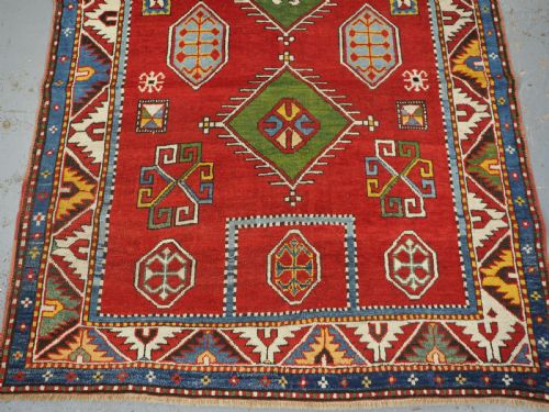 ANTIQUE CAUCASIAN FACHRALO KAZAK PRAYER RUG SUPERB COLOUR CIRCA 1880 - ADDITIONAL PHOTO 3