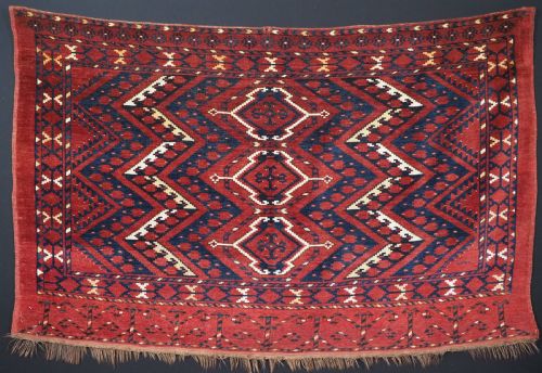 Antique Ersari Beshir Turkmen Chuval Face with Ikat Design, Circa 1880.