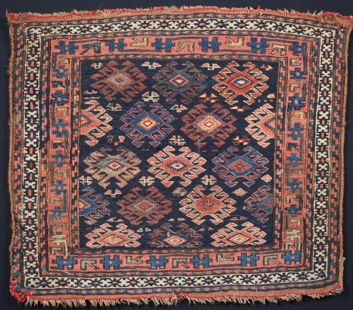 Antique Shahsavan Saddle Bag Face in Soumak Technique, Circa 1880.