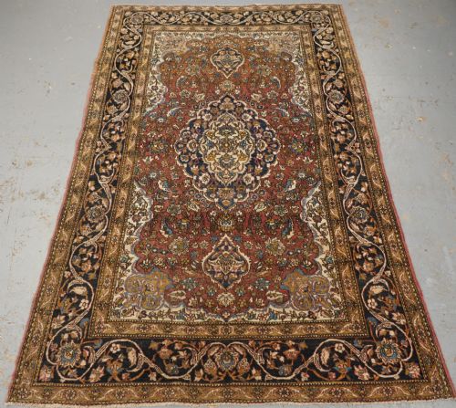 Antique Isfahan Region Village Rug, Traditional Design, (One of a Pair A) Circa 1920.