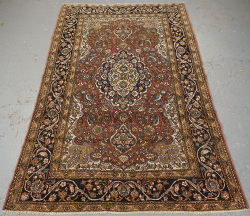 Antique Isfahan Region Village Rug, Traditional Design, (One of a Pair B) Circa 1920.