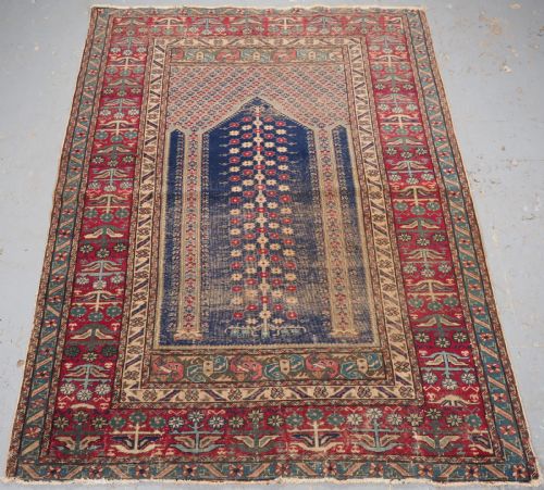 Antique Turkish Kula Village Prayer Rug, Unusual Design, 2nd Half 19th Century.