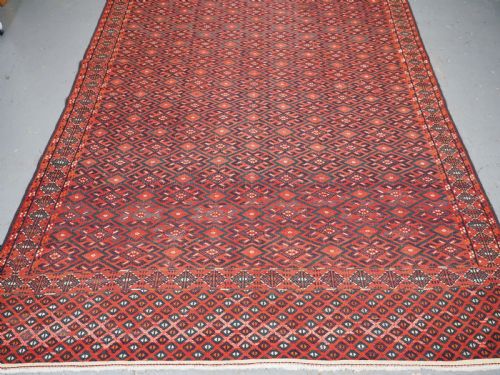 ANTIQUE YOMUT TURKMEN PALAS SOUMAK KILIM GOOD CONDITION LONG KILIM ENDS WITH DIAMOND DESIGN CIRCA 190020 - ADDITIONAL PHOTO 4