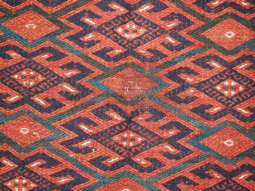 ANTIQUE YOMUT TURKMEN PALAS SOUMAK KILIM GOOD CONDITION LONG KILIM ENDS WITH DIAMOND DESIGN CIRCA 190020 - ADDITIONAL PHOTO 10