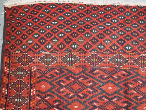 ANTIQUE YOMUT TURKMEN PALAS SOUMAK KILIM GOOD CONDITION LONG KILIM ENDS WITH DIAMOND DESIGN CIRCA 190020 - ADDITIONAL PHOTO 13