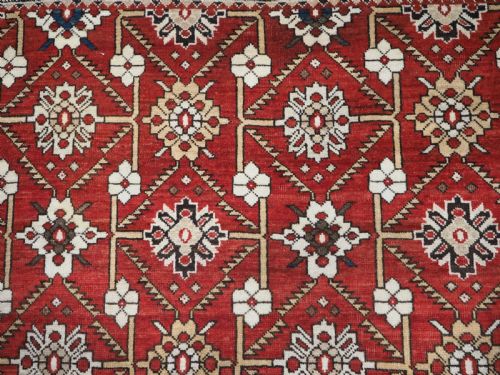 ANTIQUE CAUCASIAN SHIRVAN RUG WITH BOLD FLORAL LATTICE DESIGN CIRCA 1890 - ADDITIONAL PHOTO 6