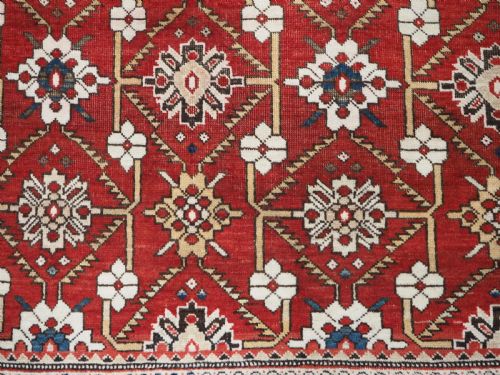 ANTIQUE CAUCASIAN SHIRVAN RUG WITH BOLD FLORAL LATTICE DESIGN CIRCA 1890 - ADDITIONAL PHOTO 8