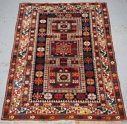Antique Caucasian Shirvan Rug with Compartment Design, Baku Region, Circa 1900.