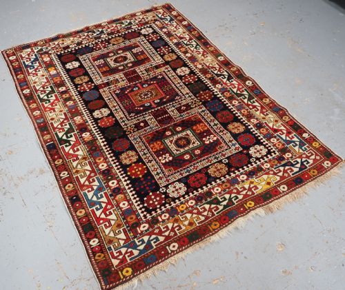 fig 1. ANTIQUE CAUCASIAN SHIRVAN RUG WITH COMPARTMENT DESIGN, BAKU REGION, CIRCA 1900.