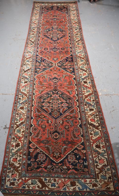 Antique Bijar Runner with Linked Medallion Design, Circa 1890.
