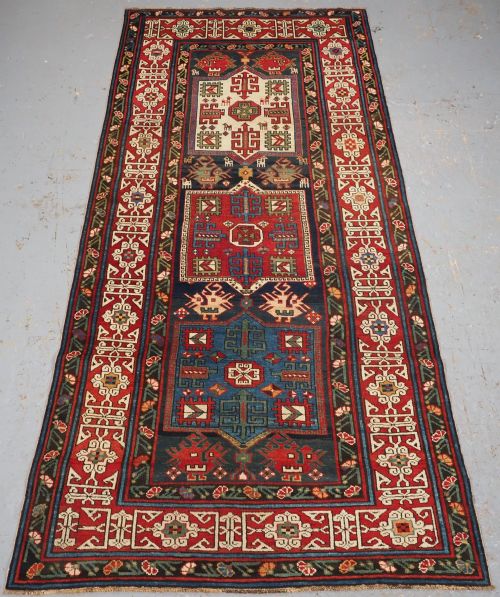 Antique Caucasian Shirvan Kuba Region Long Rug, Circa 1890.