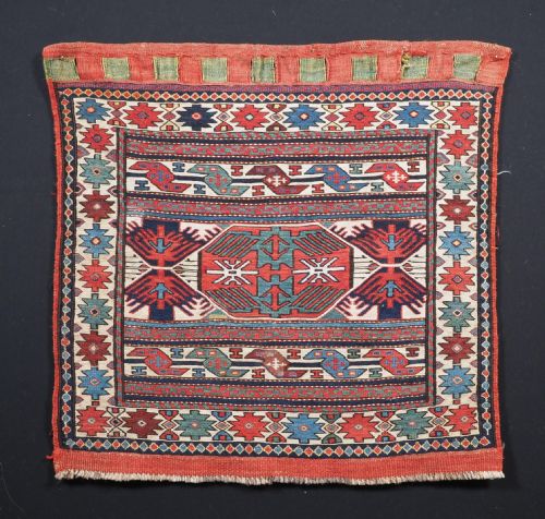 Antique Shahsavan Saddle Bag Face in Soumak Technique, Circa 1880.