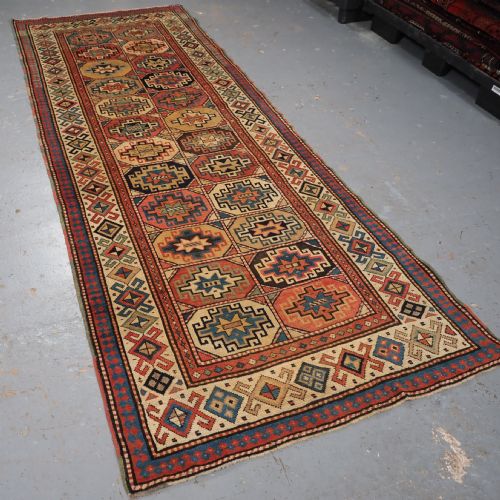ANTIQUE CAUCASIAN MOGHAN KAZAK LONG RUG OUTSTANDING SOFT COLOURS CIRCA 1880 - ADDITIONAL PHOTO 1