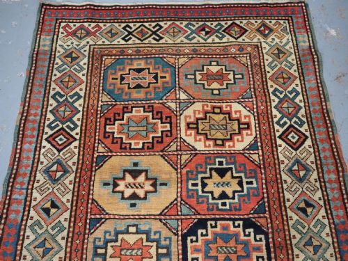 ANTIQUE CAUCASIAN MOGHAN KAZAK LONG RUG OUTSTANDING SOFT COLOURS CIRCA 1880 - ADDITIONAL PHOTO 2