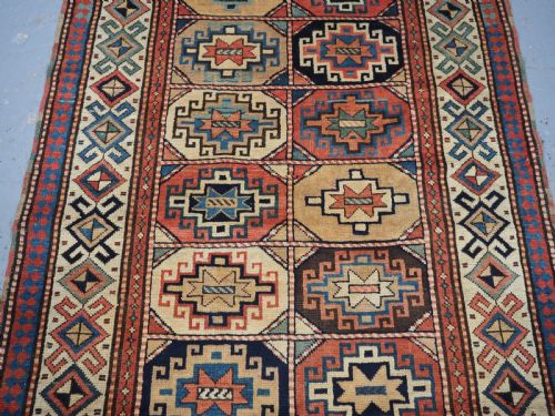 ANTIQUE CAUCASIAN MOGHAN KAZAK LONG RUG OUTSTANDING SOFT COLOURS CIRCA 1880 - ADDITIONAL PHOTO 3