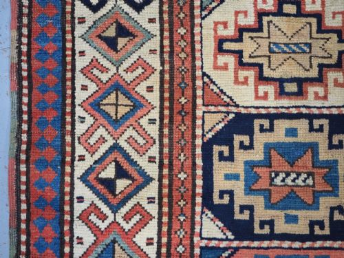ANTIQUE CAUCASIAN MOGHAN KAZAK LONG RUG OUTSTANDING SOFT COLOURS CIRCA 1880 - ADDITIONAL PHOTO 6