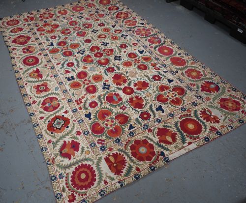fig 1. ANTIQUE UZBECK BOKHARA SUZANI, SUPERB COLOUR AND CONDITION, CIRCA 1850.