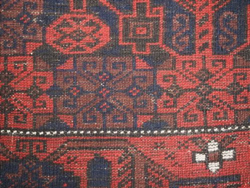 ANTIQUE BALUCH RUG UNUSUAL DESIGN WITH SUPERB BORDER CIRCA 1880 - ADDITIONAL PHOTO 12