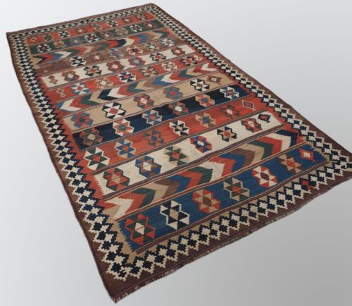 ANTIQUE QASHQAI TRIBAL KILIM WITH BANDED DESIGN CIRCA 1900 - ADDITIONAL PHOTO 1