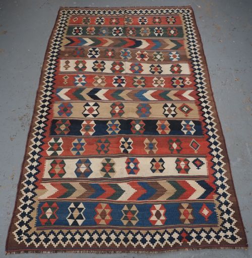 ANTIQUE QASHQAI TRIBAL KILIM WITH BANDED DESIGN CIRCA 1900 - ADDITIONAL PHOTO 2