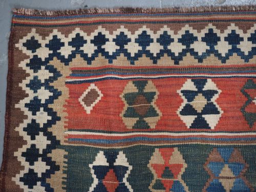 ANTIQUE QASHQAI TRIBAL KILIM WITH BANDED DESIGN CIRCA 1900 - ADDITIONAL PHOTO 7