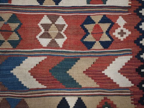 ANTIQUE QASHQAI TRIBAL KILIM WITH BANDED DESIGN CIRCA 1900 - ADDITIONAL PHOTO 10