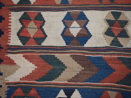 ANTIQUE QASHQAI TRIBAL KILIM WITH BANDED DESIGN CIRCA 1900 - ADDITIONAL PHOTO 11