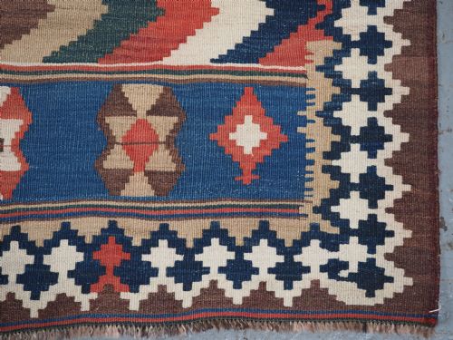 ANTIQUE QASHQAI TRIBAL KILIM WITH BANDED DESIGN CIRCA 1900 - ADDITIONAL PHOTO 12