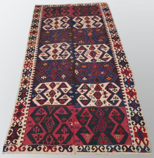 Antique Turkish Malatya Kilim Woven in 2 Parts, Great Colour, Circa 1900.