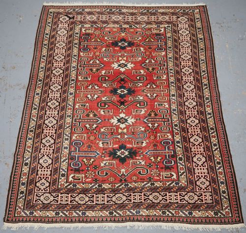 Antique Caucasian Kuba Perepedil Rug with Soft Red Ground, Circa 1900.