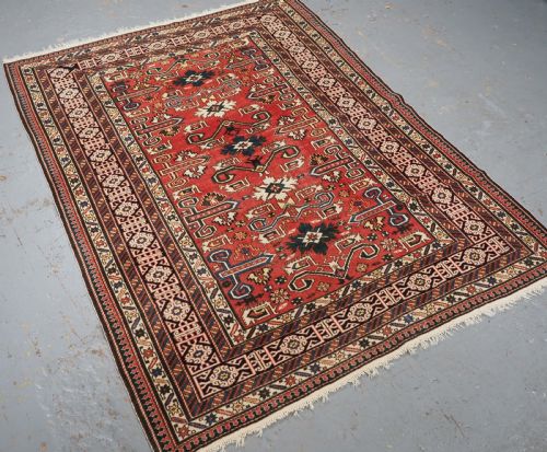 fig 1. ANTIQUE CAUCASIAN KUBA PEREPEDIL RUG WITH SOFT RED GROUND, CIRCA 1900.