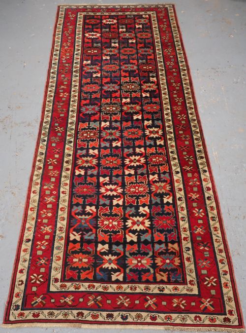 Antique Caucasian Karabagh Long Rug / Runner with All Over Design, Circa 1920.