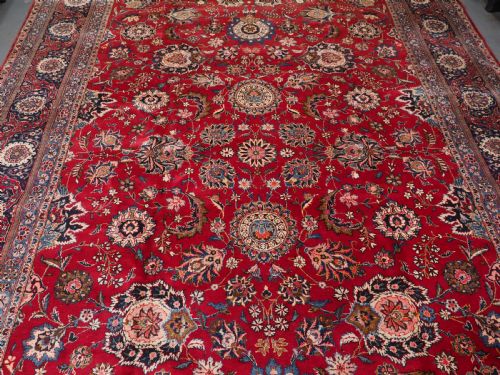 OLD KASHAN CARPET RED GROUND WITH ALL OVER DESIGN CIRCA 1930 - ADDITIONAL PHOTO 4