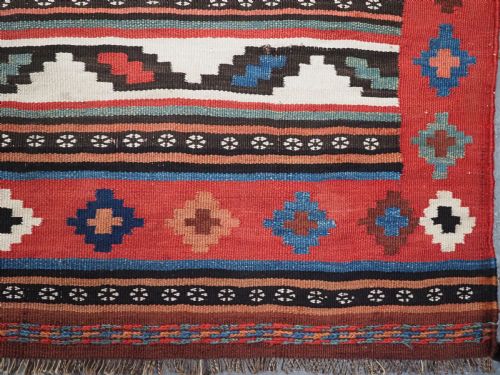 ANTIQUE SHAHSAVAN OR SOUTH CAUCASIAN KILIM WITH GOOD SOFT COLOURS CIRCA 1900 - ADDITIONAL PHOTO 11