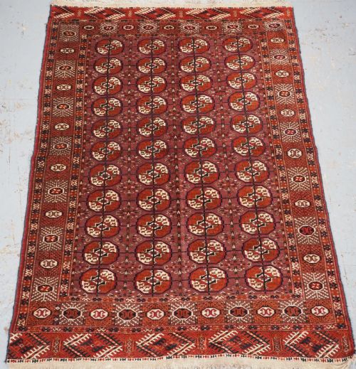 Antique Tekke Turkmen 'Dip Khali' Rug with Aubergine Field Colour, Circa 1900.