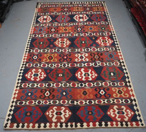 Antique Caucasian Shirvan Kilim, Woven in 2 Parts, Older Than Most, Circa 1860/70.