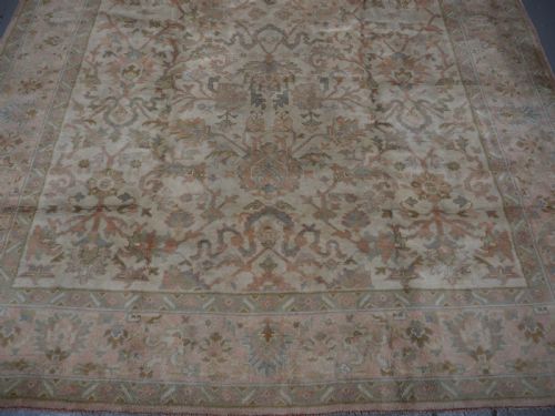 ANTIQUE TURKISH OUSHAK CARPET SOFT PINKS AND PASTEL COLOURS CIRCA 1920 - ADDITIONAL PHOTO 7