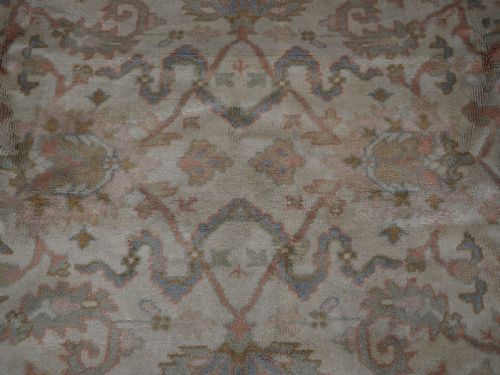 ANTIQUE TURKISH OUSHAK CARPET SOFT PINKS AND PASTEL COLOURS CIRCA 1920 - ADDITIONAL PHOTO 12
