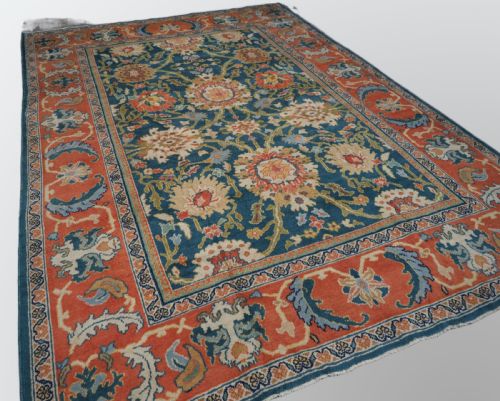 ANTIQUE MAHAL CARPET WITH SCARCE BLUE GREEN GROUND EXCELLENT CONDITION CIRCA 1920 - ADDITIONAL PHOTO 1